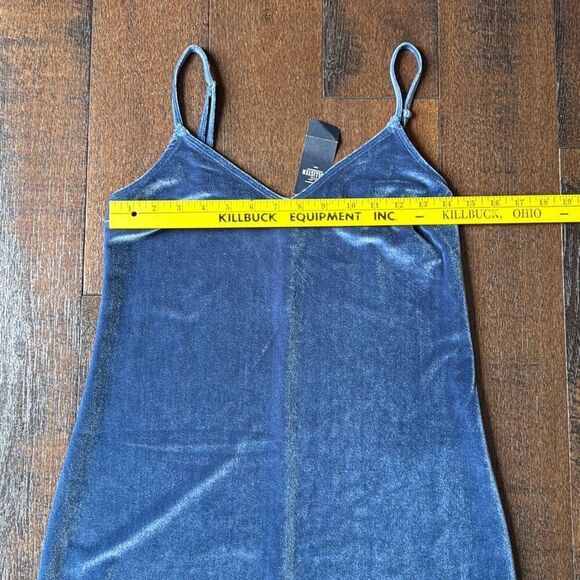 NWT Hollister Co womens velour mini slip dress size XS dusty blue fall event wed - Picture 9 of 10